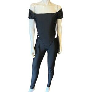 Fashion Nova Isla Form Double Lined Jumpsuit Black Stretch NWT Size XL